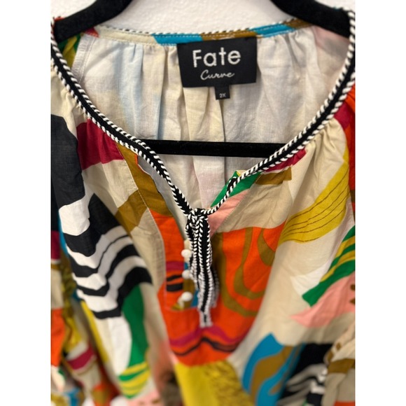 Fate Curve Boutique Peasant Boho Colorful Tunic Top Size 2X - Picture 6 of 11